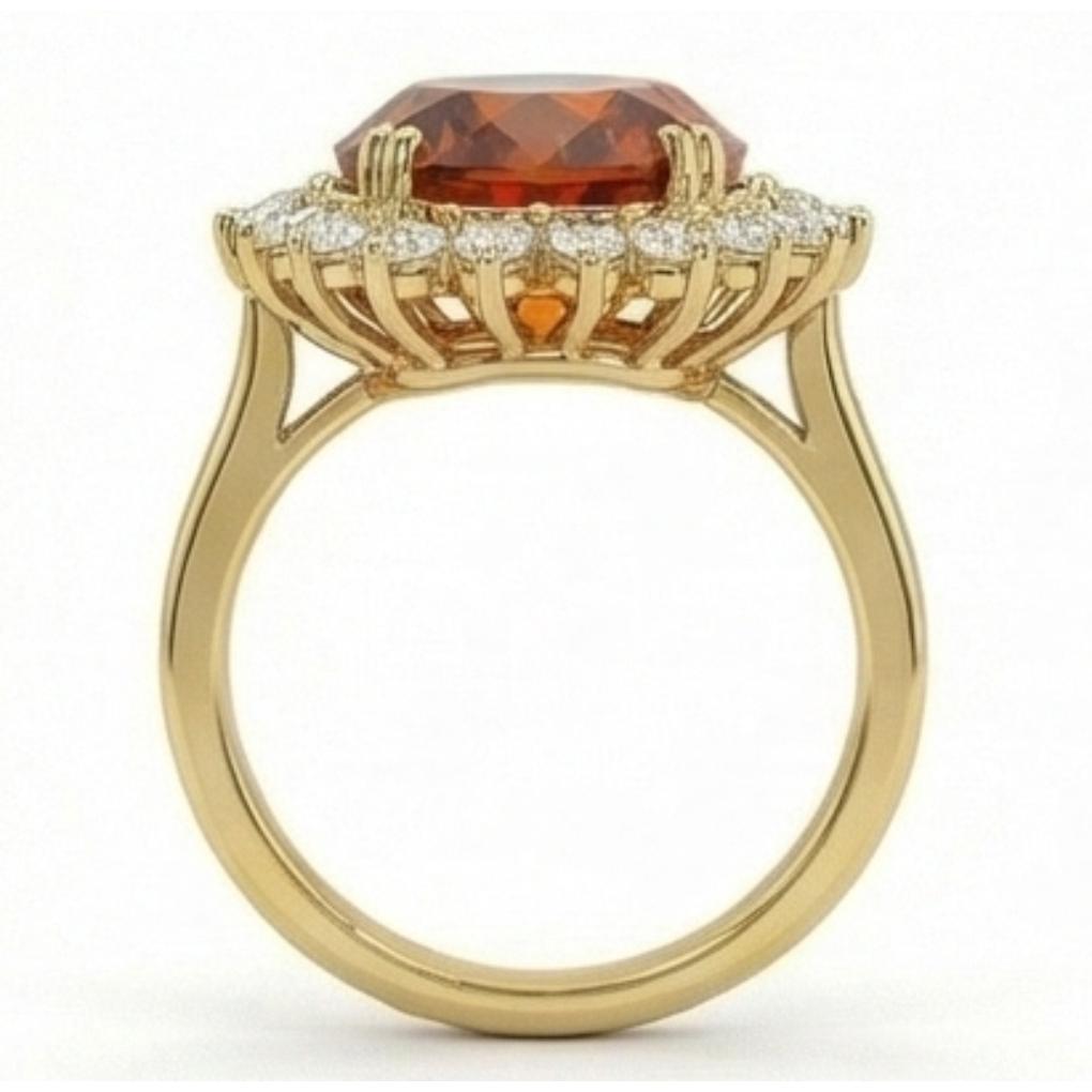 Madeira Oval Citrine And Natural Earth Mined Diamond Ring Yellow Gold 14K Jewelry 29.50 Ct