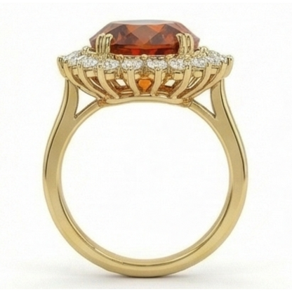 Madeira Oval Citrine And Natural Earth Mined Diamond Ring Yellow Gold 14K Jewelry 29.50 Ct