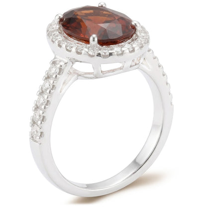 Mandarin Garnet And Natural Earth Mined Diamonds 13 Ct Wedding Ring White Gold 14K