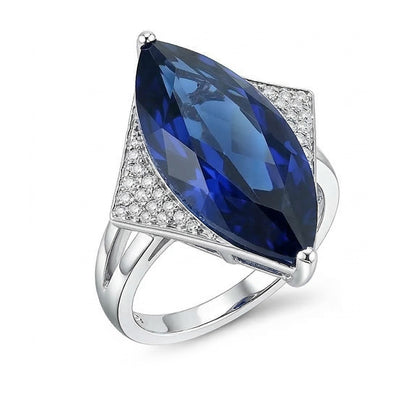 Marquise Blue Sapphire Engagement Ring With Small IGI CERTIFIED Diamonds 5.50 Carats