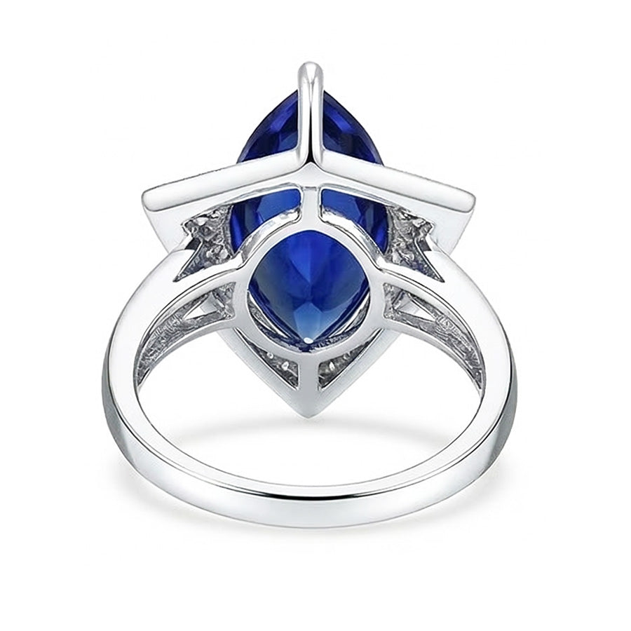 Marquise Blue Sapphire Engagement Ring With Small IGI CERTIFIED Diamonds 5.50 Carats