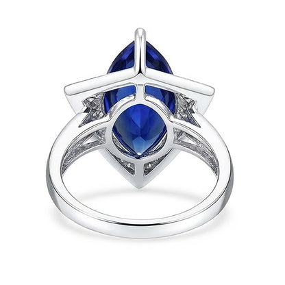 Marquise Blue Sapphire Engagement Ring With Small IGI CERTIFIED Diamonds 5.50 Carats