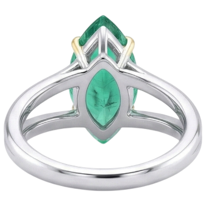 Natural Real ( Not Lab Grown ) Marquise Colombian Green Emerald GIA Engagement Ring