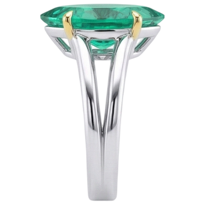 Natural Real ( Not Lab Grown ) Marquise Colombian Green Emerald GIA Engagement Ring