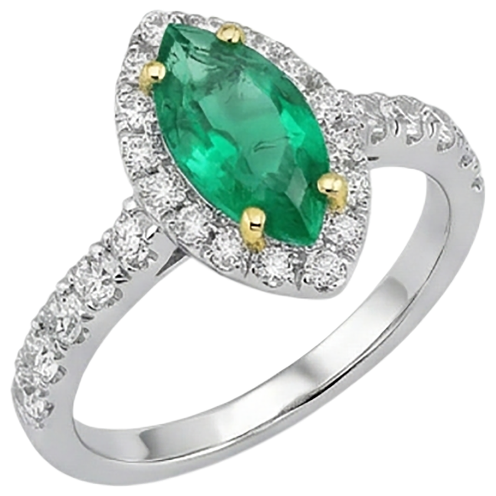 Natural Real ( Not Lab Grown ) Marquise Cut Green Emerald GIA Halo Ring Gemstone Jewelry