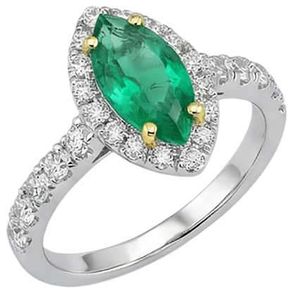 Natural Real ( Not Lab Grown ) Marquise Cut Green Emerald GIA Halo Ring Gemstone Jewelry