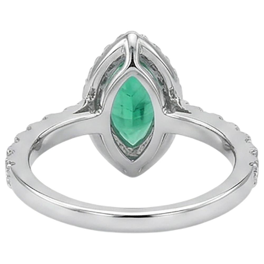 Natural Real ( Not Lab Grown ) Marquise Cut Green Emerald GIA Halo Ring Gemstone Jewelry