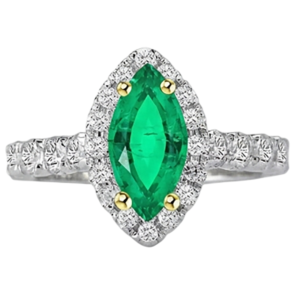 Natural Real ( Not Lab Grown ) Marquise Cut Green Emerald GIA Halo Ring Gemstone Jewelry