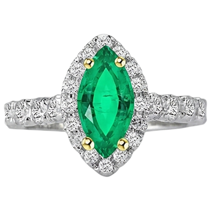 Natural Real ( Not Lab Grown ) Marquise Cut Green Emerald GIA Halo Ring Gemstone Jewelry