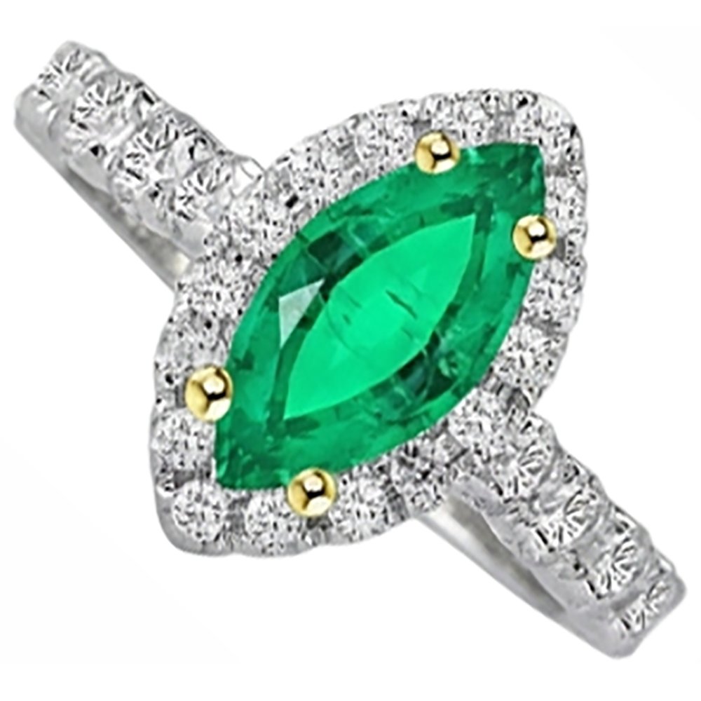 Natural Real ( Not Lab Grown ) Marquise Cut Green Emerald GIA Halo Ring Gemstone Jewelry