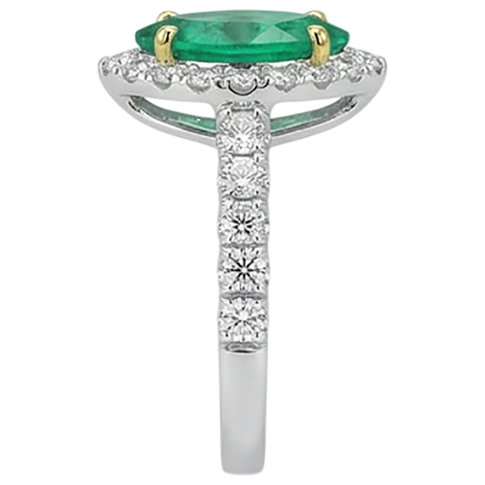 Natural Real ( Not Lab Grown ) Marquise Cut Green Emerald GIA Halo Ring Gemstone Jewelry