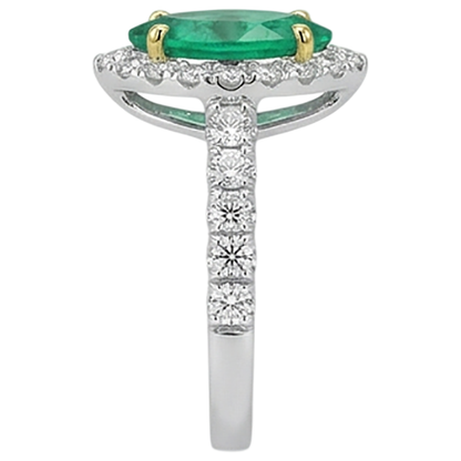 Natural Real ( Not Lab Grown ) Marquise Cut Green Emerald GIA Halo Ring Gemstone Jewelry