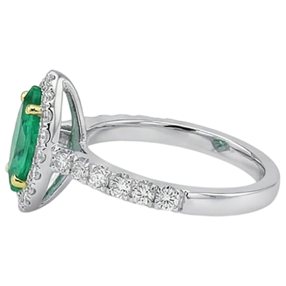 Natural Real ( Not Lab Grown ) Marquise Cut Green Emerald GIA Halo Ring Gemstone Jewelry