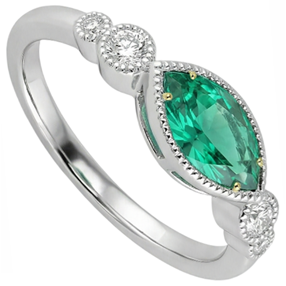 Natural Real ( Not Lab Grown ) Marquise Cut Green Emerald GIA Ring Simple Women’s Diamond Jewelry