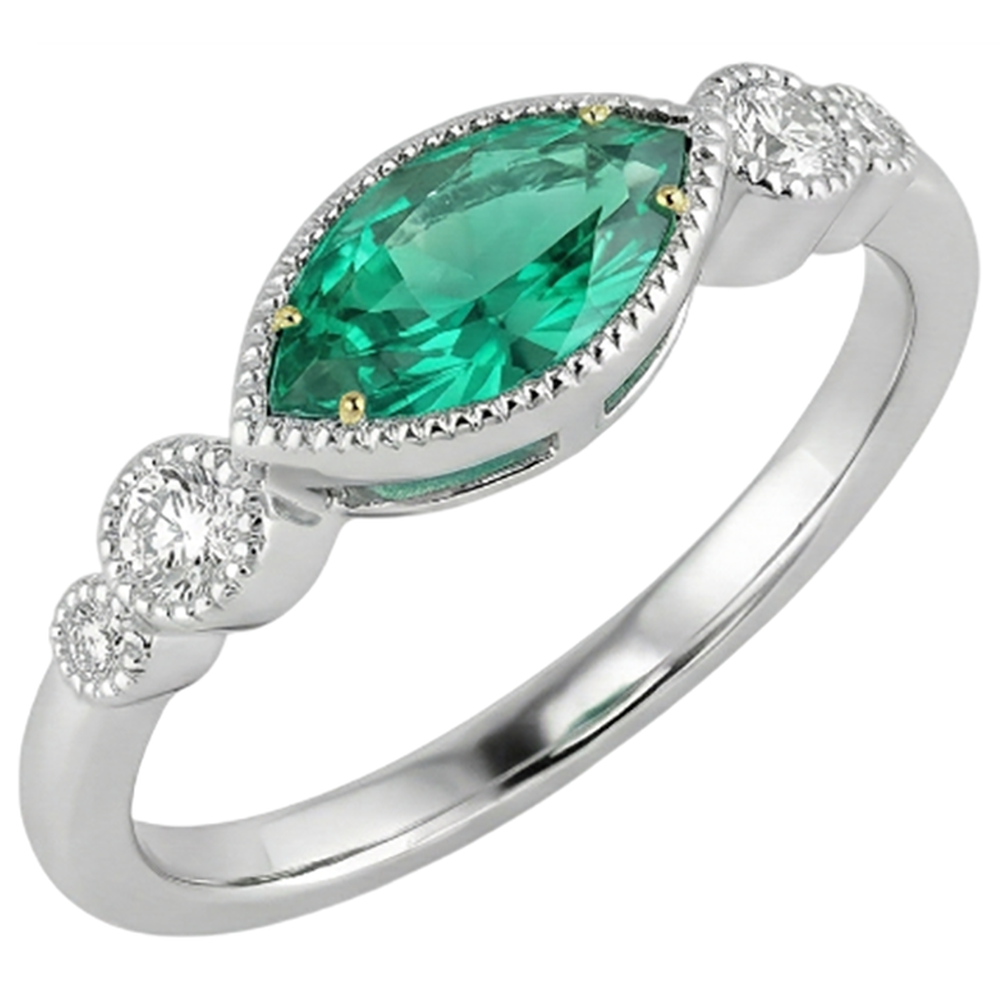 Natural Real ( Not Lab Grown ) Marquise Cut Green Emerald GIA Ring Simple Women’s Diamond Jewelry