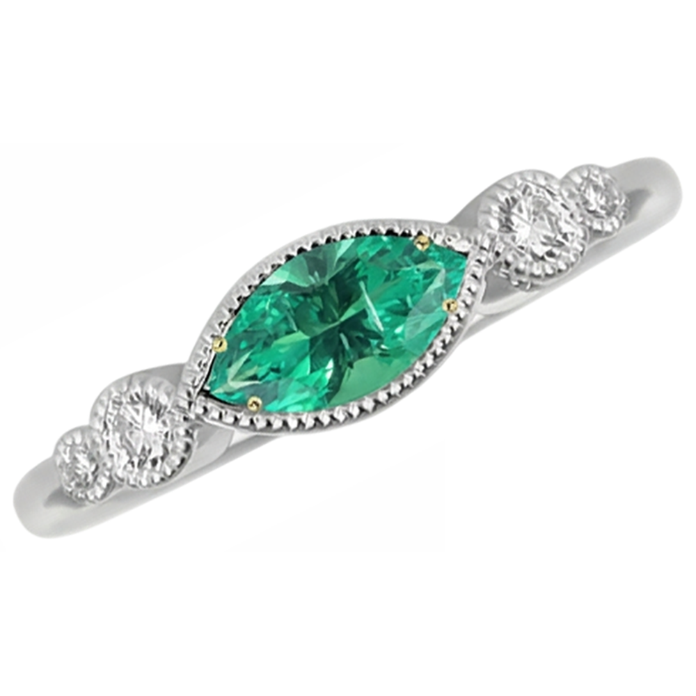 Natural Real ( Not Lab Grown ) Marquise Cut Green Emerald GIA Ring Simple Women’s Diamond Jewelry
