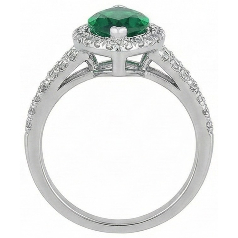 Marquise Cut Green Emerald GIA & Round Natural Earth Mined Diamond 6.50 Carats Anniversary Ring
