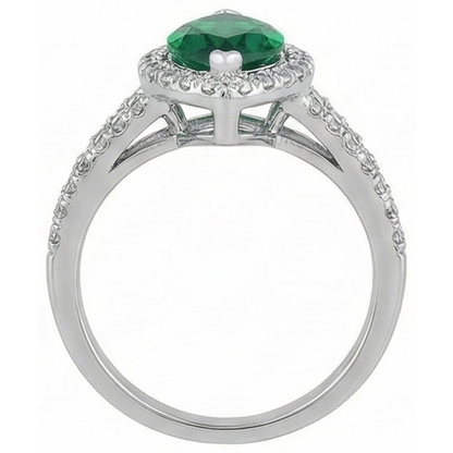 Marquise Cut Green Emerald GIA & Round Natural Earth Mined Diamond 6.50 Carats Anniversary Ring