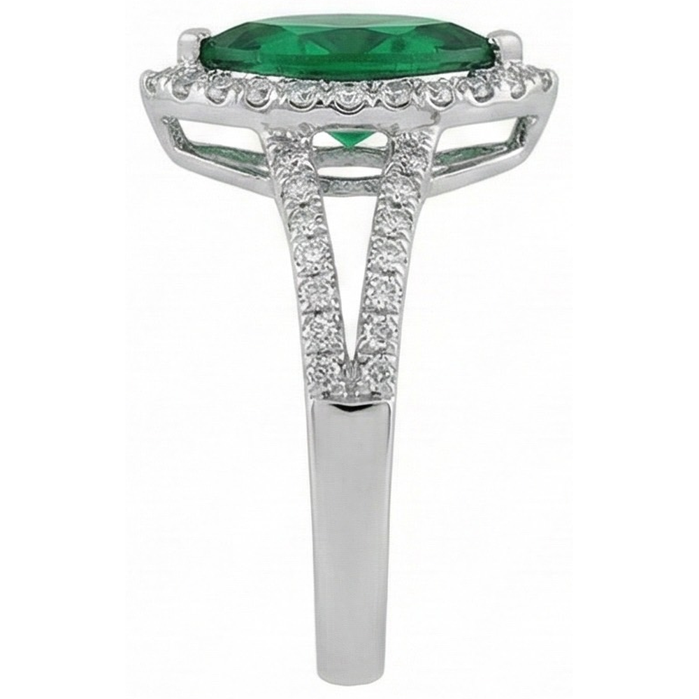 Marquise Cut Green Emerald GIA & Round Natural Earth Mined Diamond 6.50 Carats Anniversary Ring