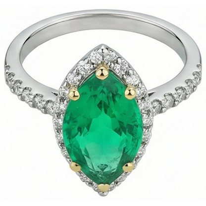 natural round emerald 3.50ct ring top view