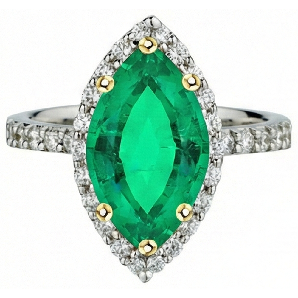 natural round emerald 3.50ct ring side angle