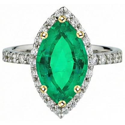 natural round emerald 3.50ct ring side angle