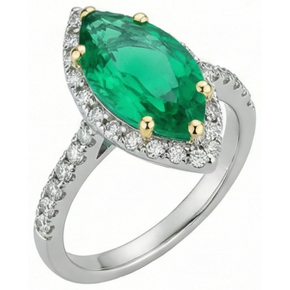 natural round emerald 3.50ct ring close up detail