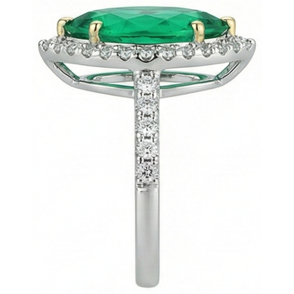 natural round emerald 3.50ct ring profile view