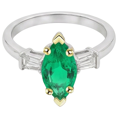 Natural Real ( Not Lab Grown ) Marquise Green Emerald GIA Ring Casual Women’s Jewelry