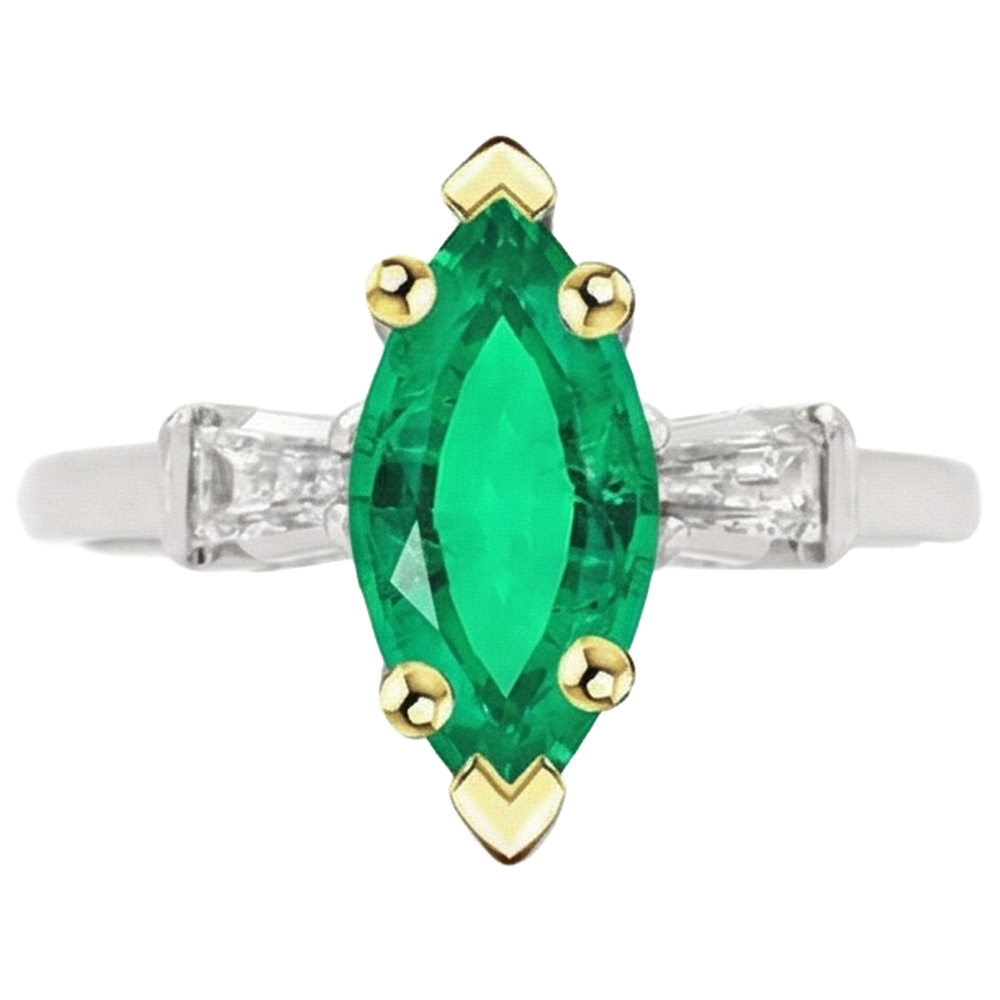 Natural Real ( Not Lab Grown ) Marquise Green Emerald GIA Ring Casual Women’s Jewelry
