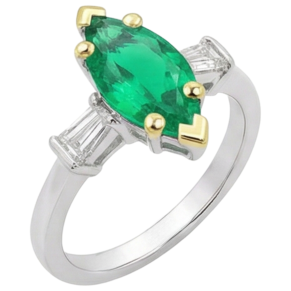 Natural Real ( Not Lab Grown ) Marquise Green Emerald GIA Ring Casual Women’s Jewelry