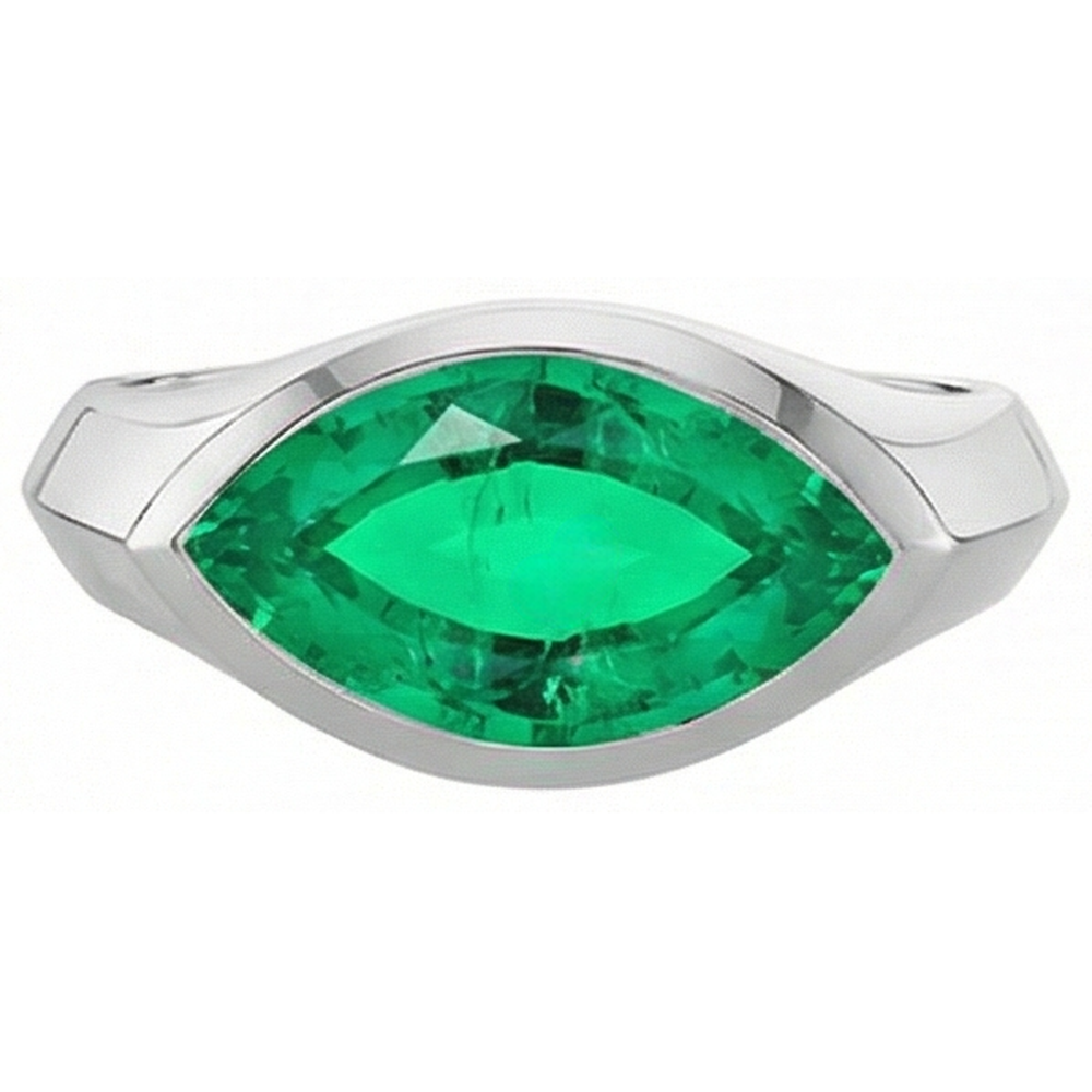 Natural Real ( Not Lab Grown ) Marquise Green Emerald GIA Ring Solitaire Mens Jewelry