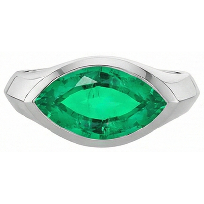Natural Real ( Not Lab Grown ) Marquise Green Emerald GIA Ring Solitaire Mens Jewelry