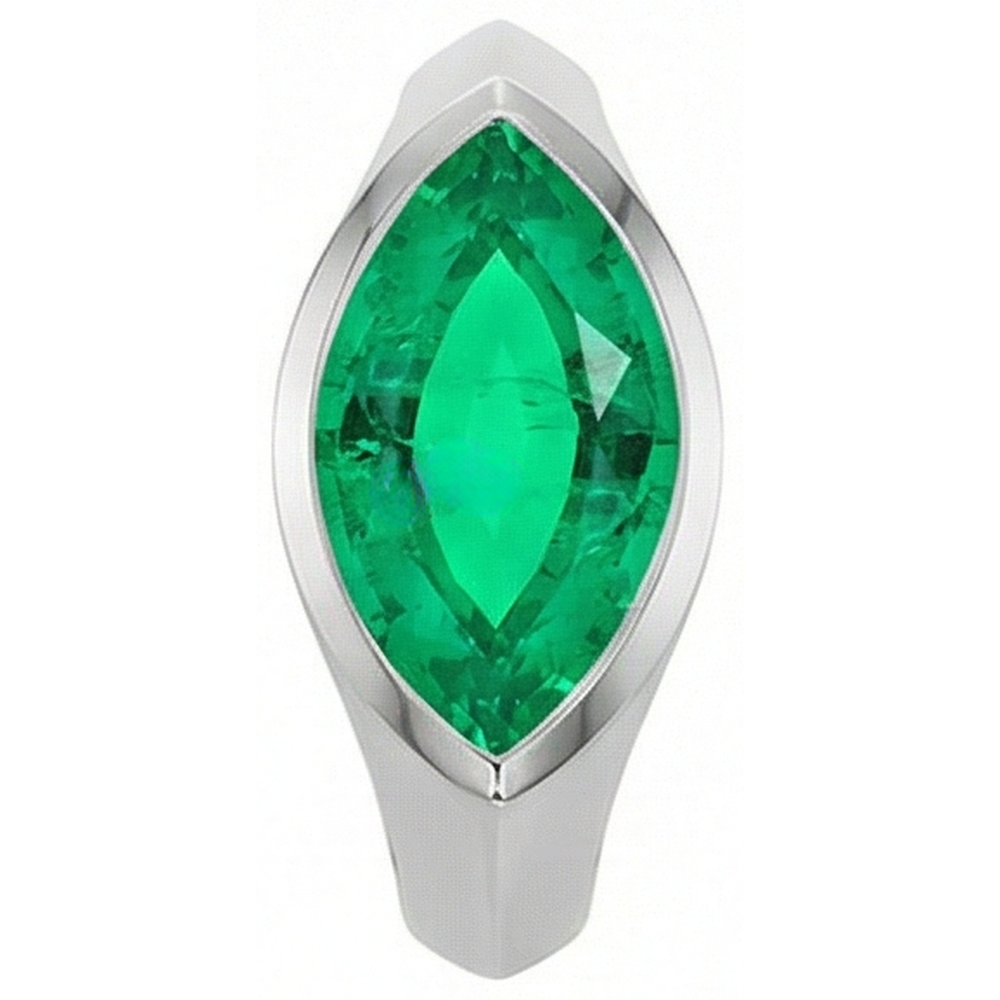 Natural Real ( Not Lab Grown ) Marquise Green Emerald GIA Ring Solitaire Mens Jewelry