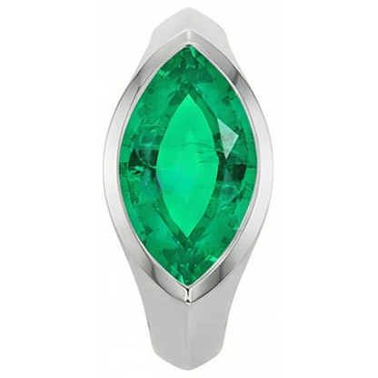 Natural Real ( Not Lab Grown ) Marquise Green Emerald GIA Ring Solitaire Mens Jewelry