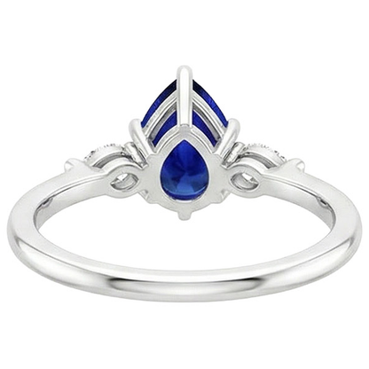 Marquise Natural Earth Mined Diamond Three Stone Ring Pear Ceylon Sapphire 3 Carats