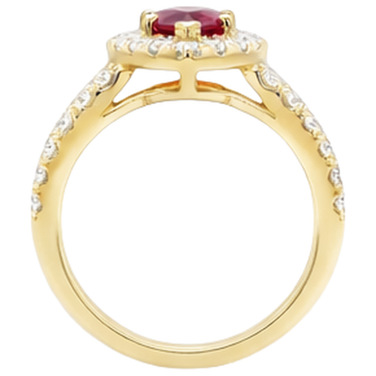Marquise Red Ruby And Natural Earth Mined Diamond Wedding Ring 3.25 Carats Yellow Gold 14K