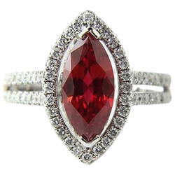 Marquise Shape Red Ruby & Natural Earth Mined Diamond Ring 4.50 Carats White Gold Jewelry