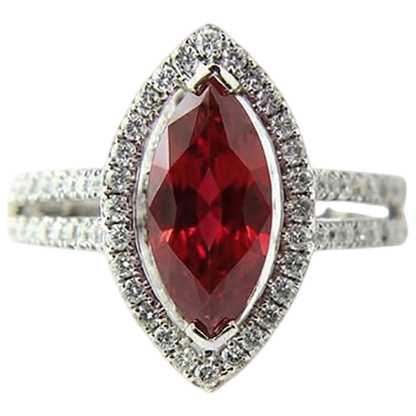 Marquise Shape Red Ruby & Natural Earth Mined Diamond Ring 4.50 Carats White Gold Jewelry