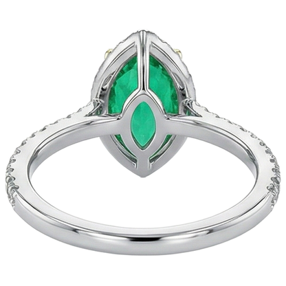 Natural Real ( Not Lab Grown ) Marquise Shaped Green Emerald GIA Ring Diamond Engagement Jewelry