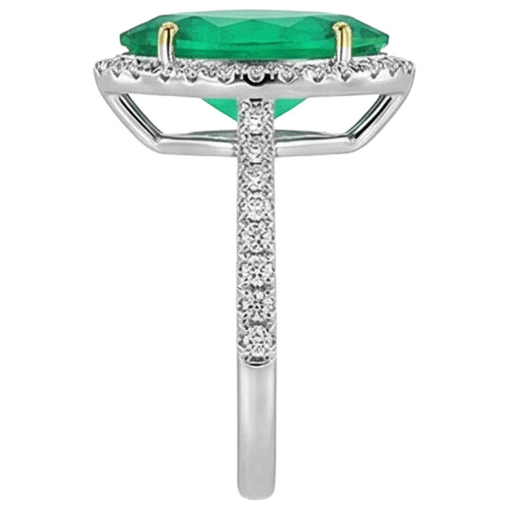 Natural Real ( Not Lab Grown ) Marquise Shaped Green Emerald GIA Ring Diamond Engagement Jewelry
