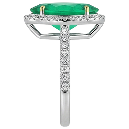 Natural Real ( Not Lab Grown ) Marquise Shaped Green Emerald GIA Ring Diamond Engagement Jewelry