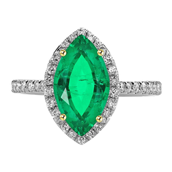 Marquise Shaped Green Emerald Ring Diamond Engagement Jewelry