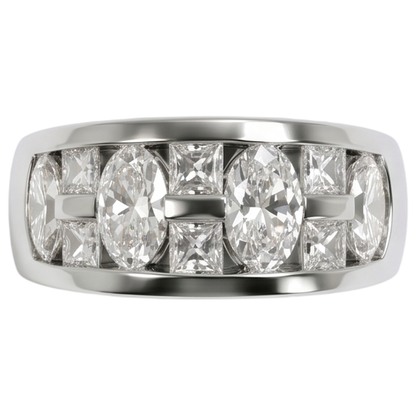Marquise & Princess Cut Diamond Engagement Mens Band Ring White Gold 10K 5 Ct