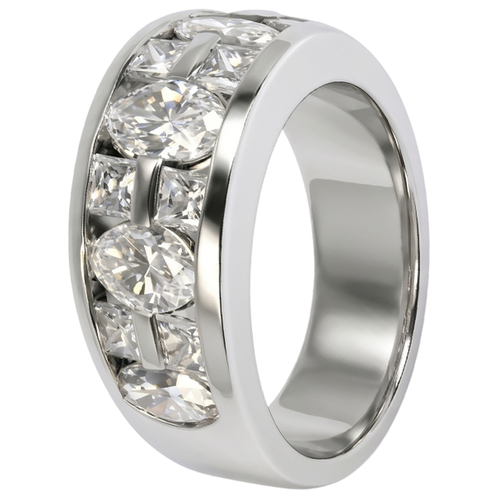 Marquise & Princess Cut Diamond Engagement Mens Band Ring White Gold 10K 5 Ct