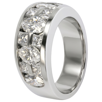 Marquise & Princess Cut Diamond Engagement Mens Band Ring White Gold 10K 5 Ct