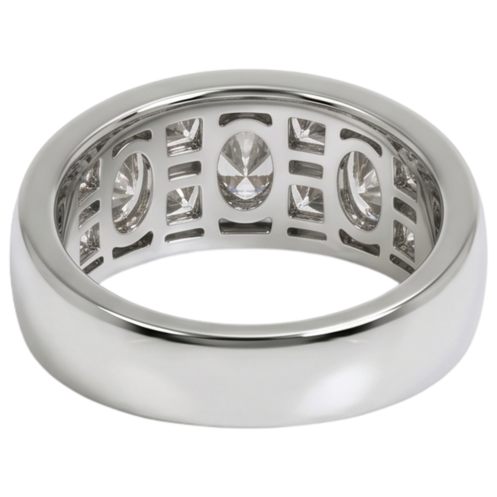 Marquise & Princess Cut Diamond Engagement Mens Band Ring White Gold 10K 5 Ct