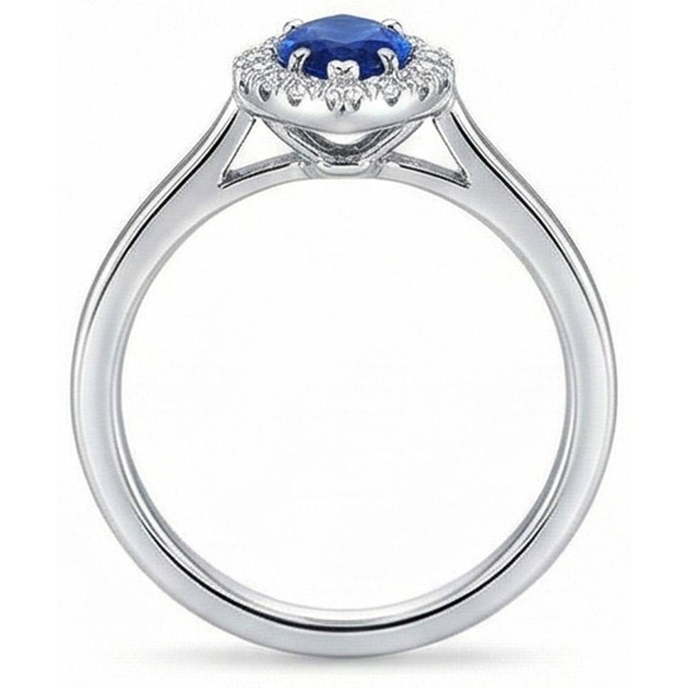 Marquise Ceylon Blue Sapphire Round Natural Earth Mined Diamonds 2 Ct Wedding Ring Gold