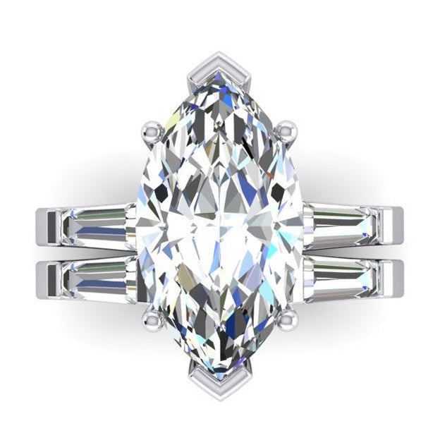 Marquise Cut Diamond Ring Engagement Set 3.50 Ct.