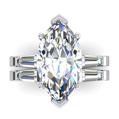 Marquise Cut Diamond Ring Engagement Set 3.50 Ct.